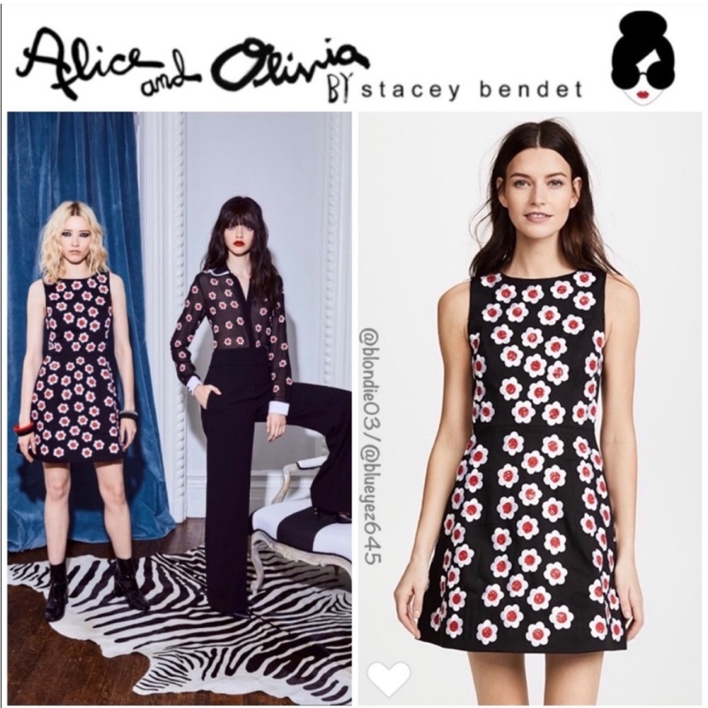 Alice + Olivia “Lindsey” embroidered floral Dress 2